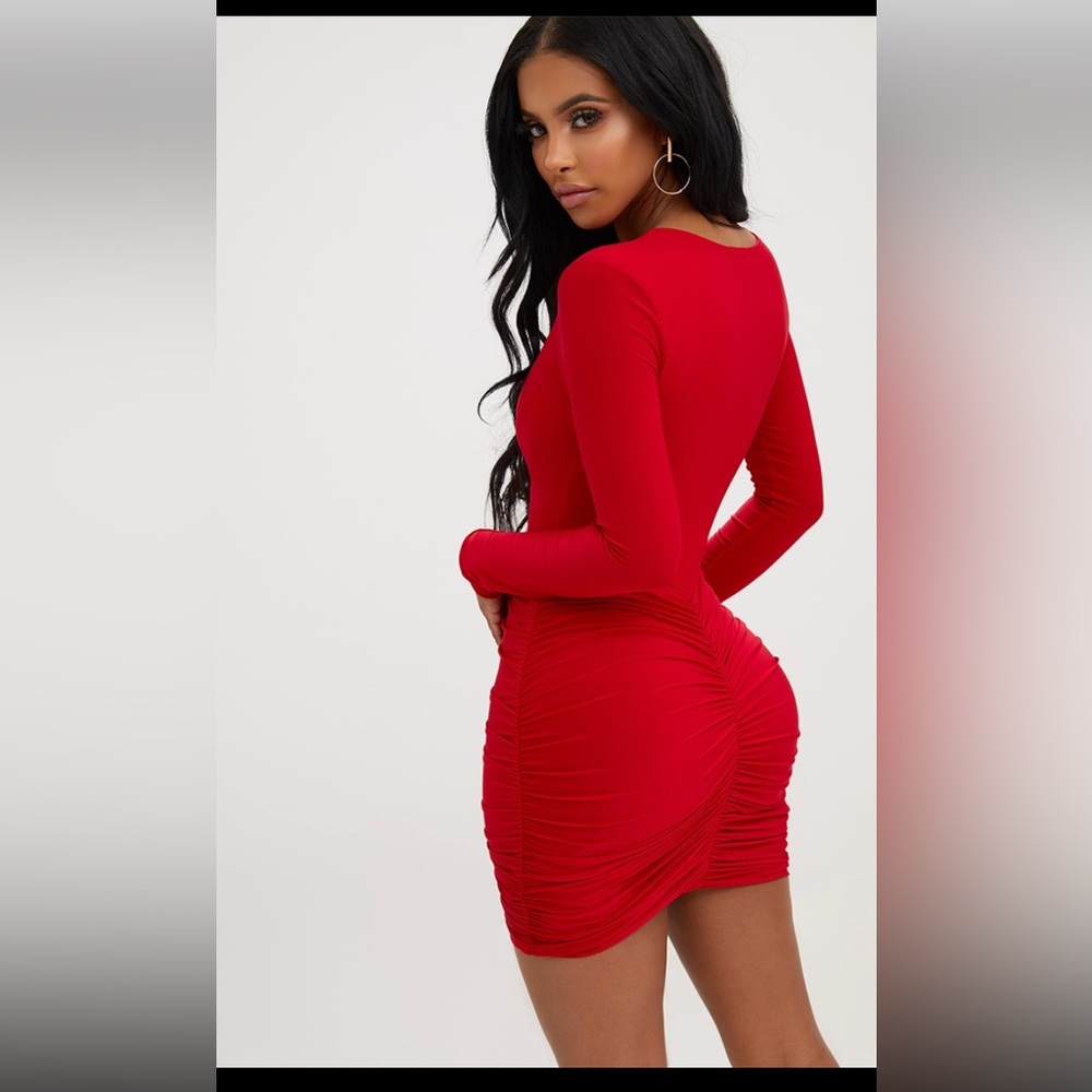 PLT RUCHED BODY CON DRESS